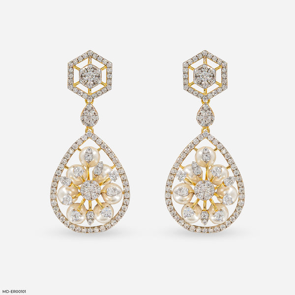 1 Carat Pearl Prism Earrings 18K Yellow Gold
