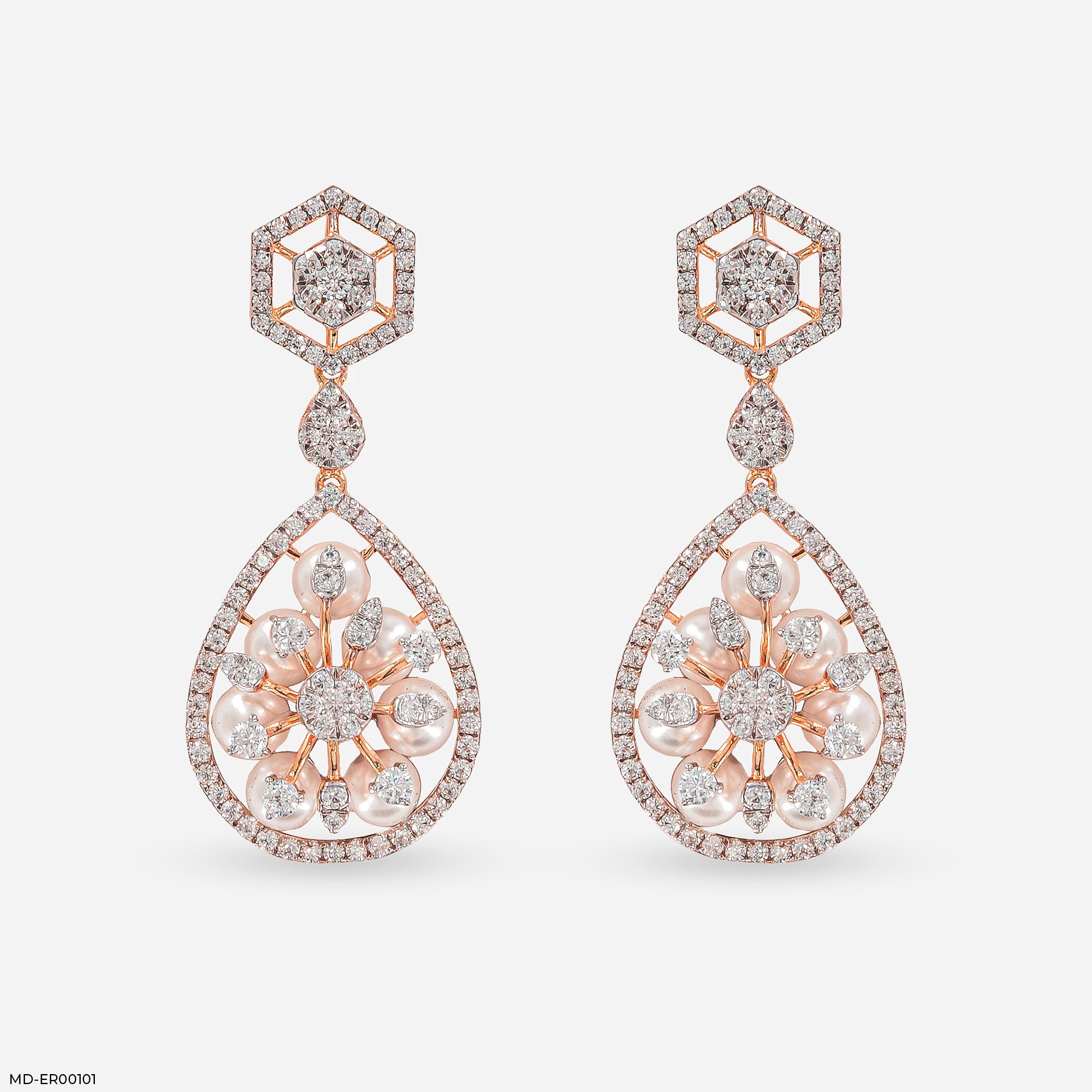 1 Carat Pearl Prism Earrings 9K Rose Gold