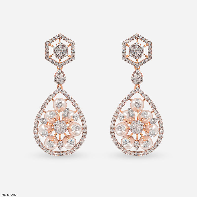 1 Carat Pearl Prism Earrings 14K Yellow Gold