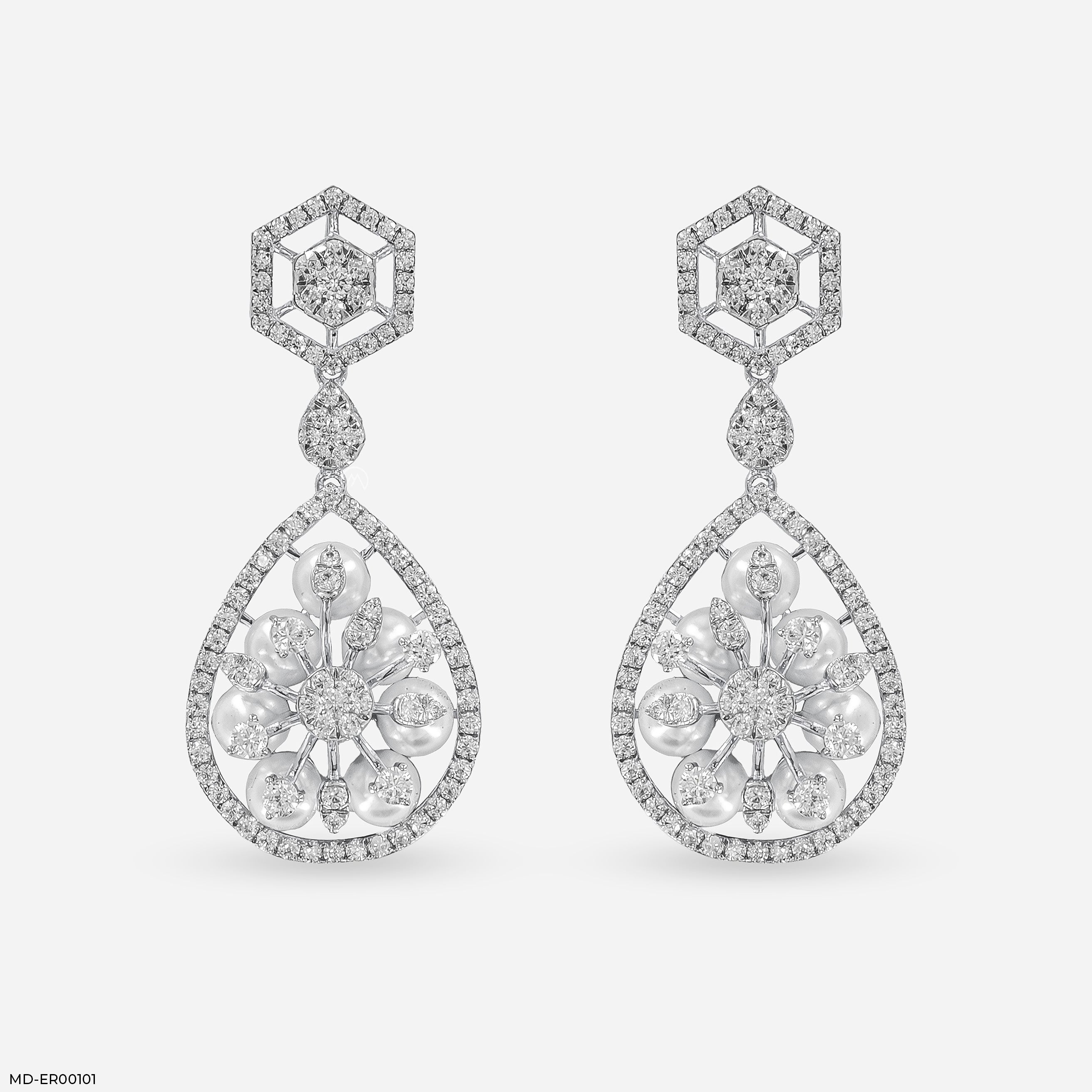 1 Carat Pearl Prism Earrings 14K White Gold