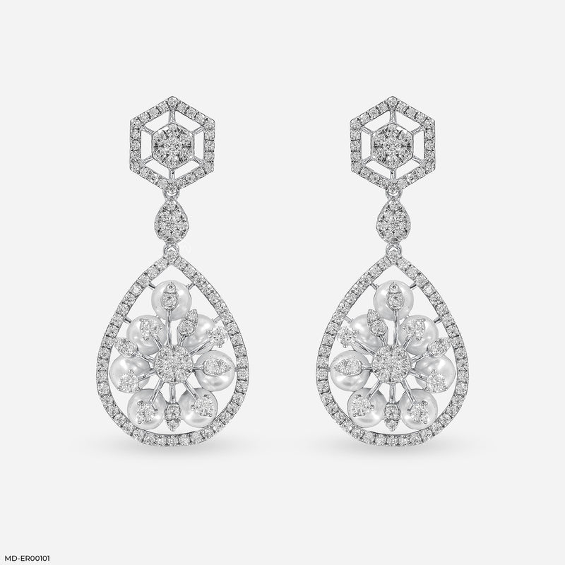 1 Carat Pearl Prism Earrings 14K Yellow Gold