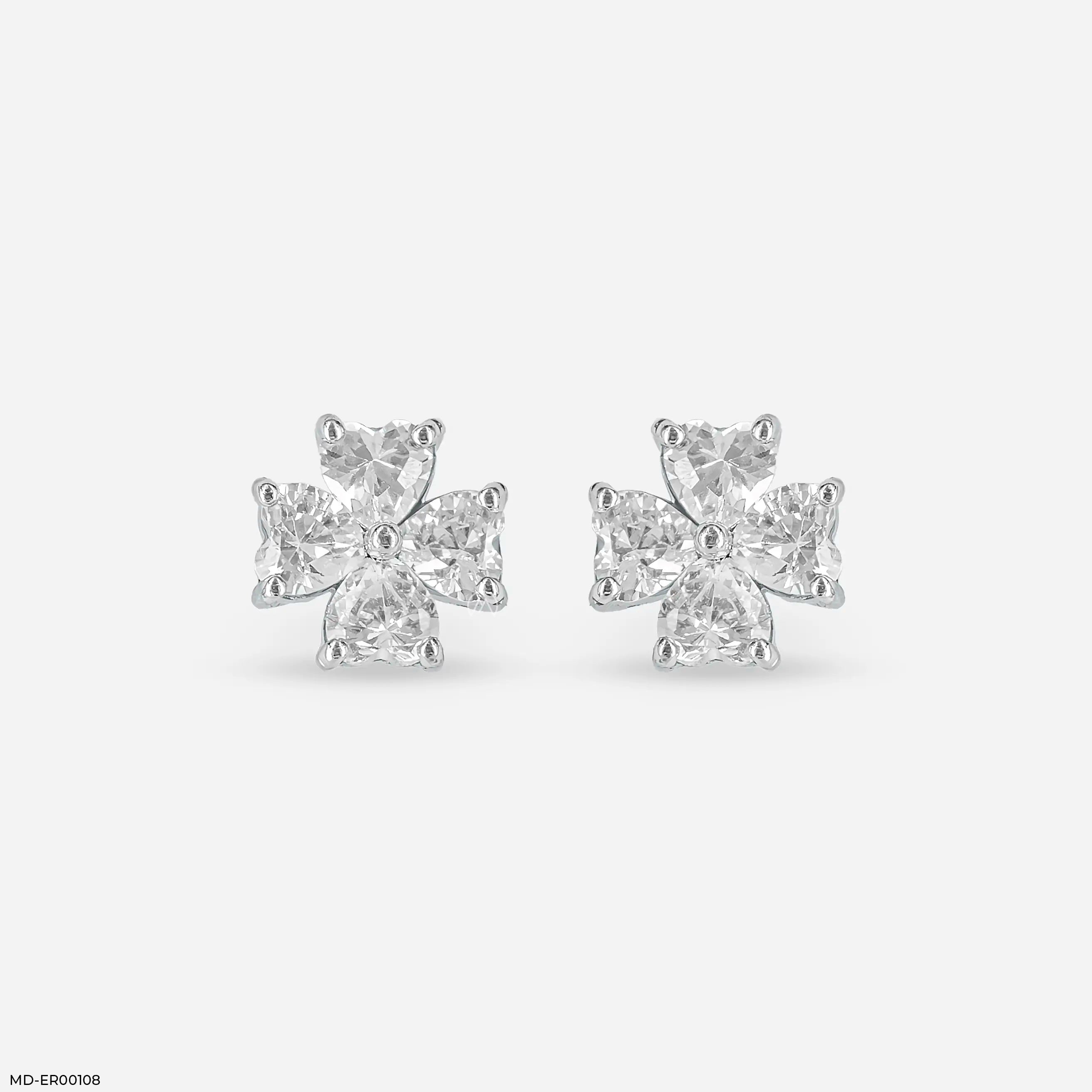 Fourever Heart Diamond Earrings 18K White Gold