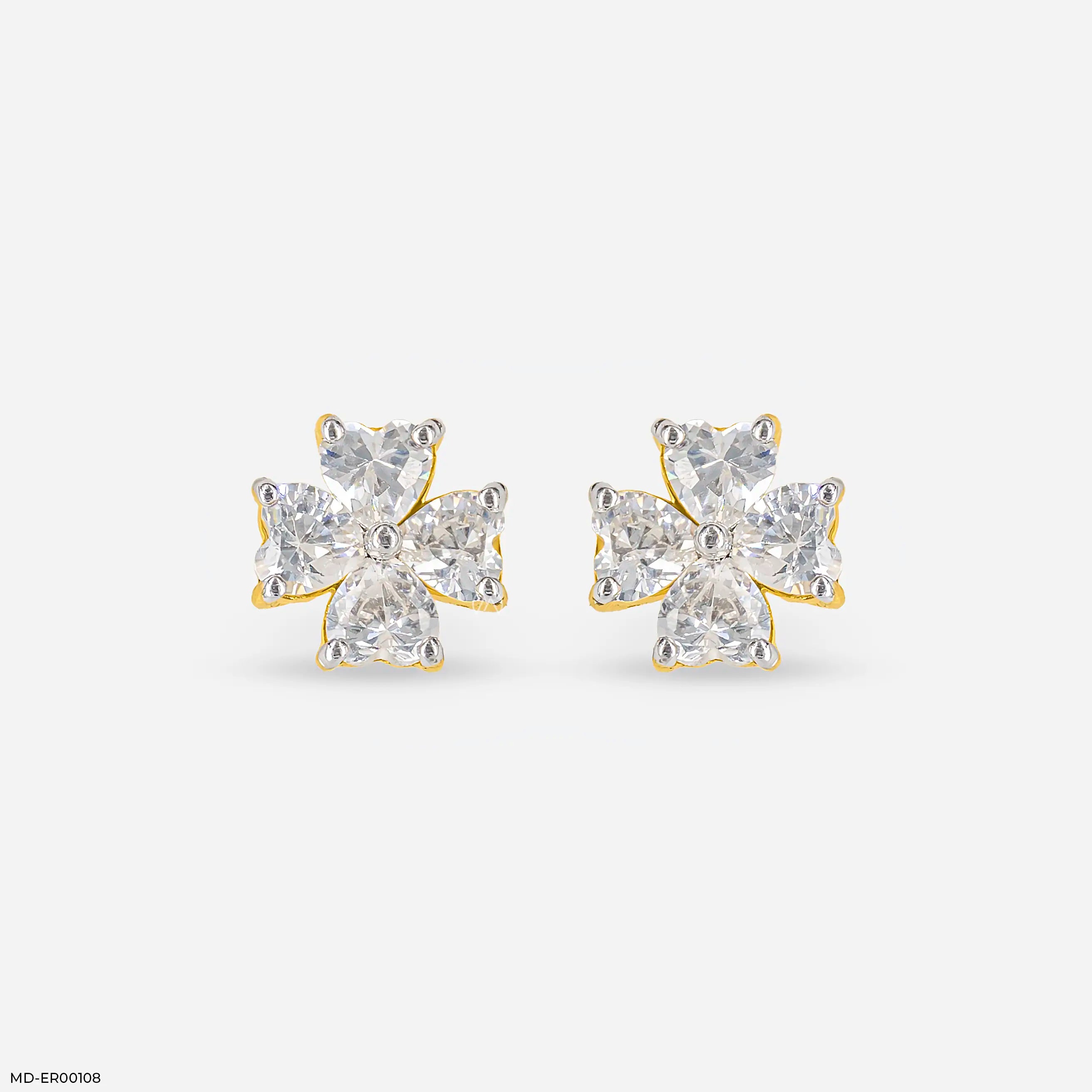 Fourever Heart Diamond Earrings 9K Yellow Gold