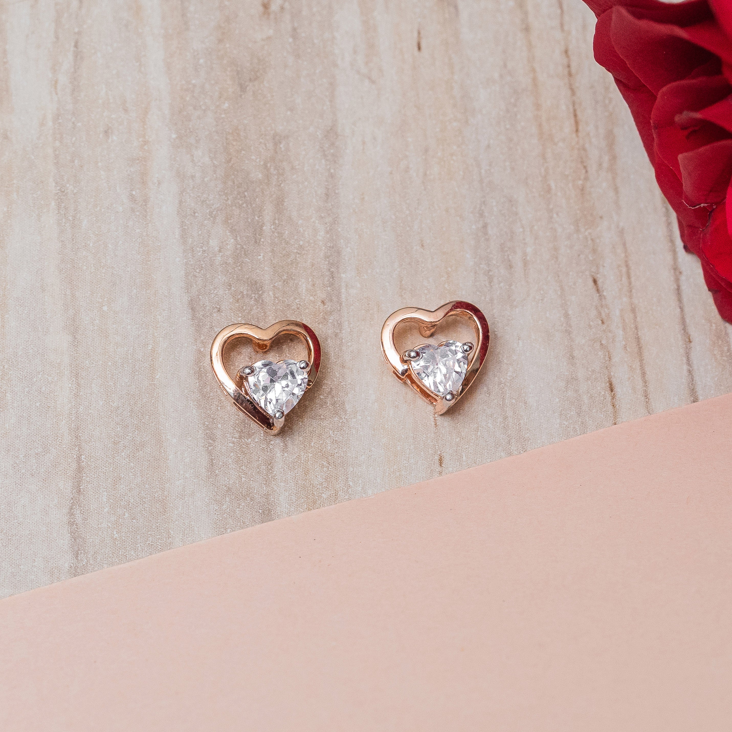 Amore Diamond Earstuds 9K Rose Gold