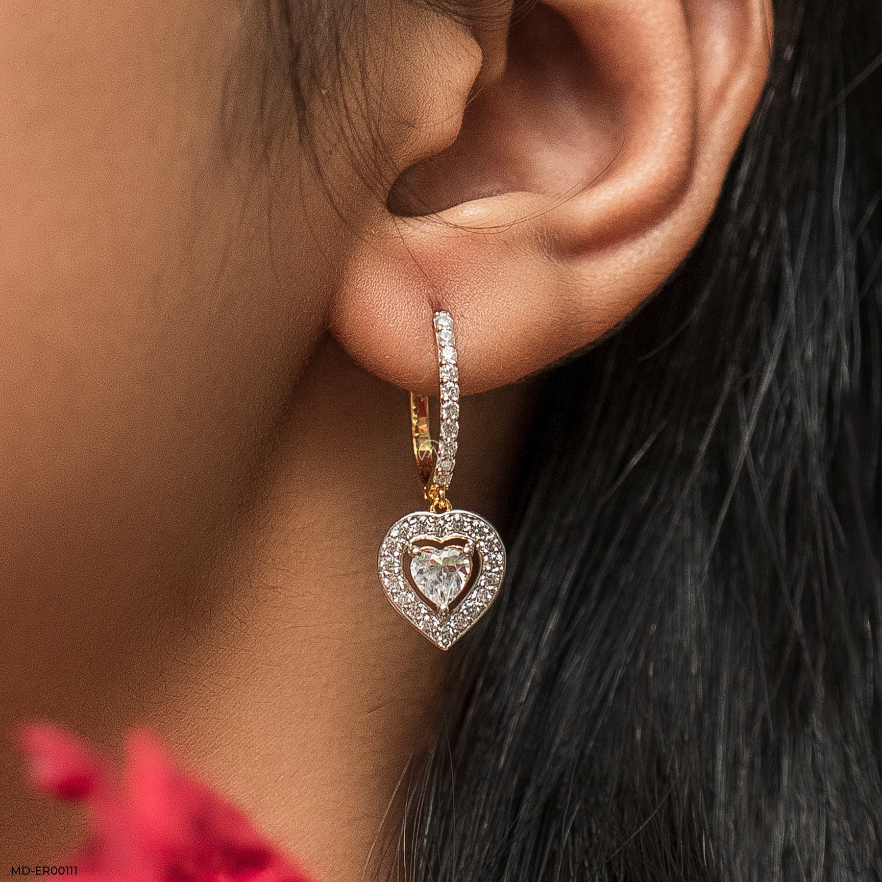 1 Carat Heart Solitaire Halo Hoops Platinum 950