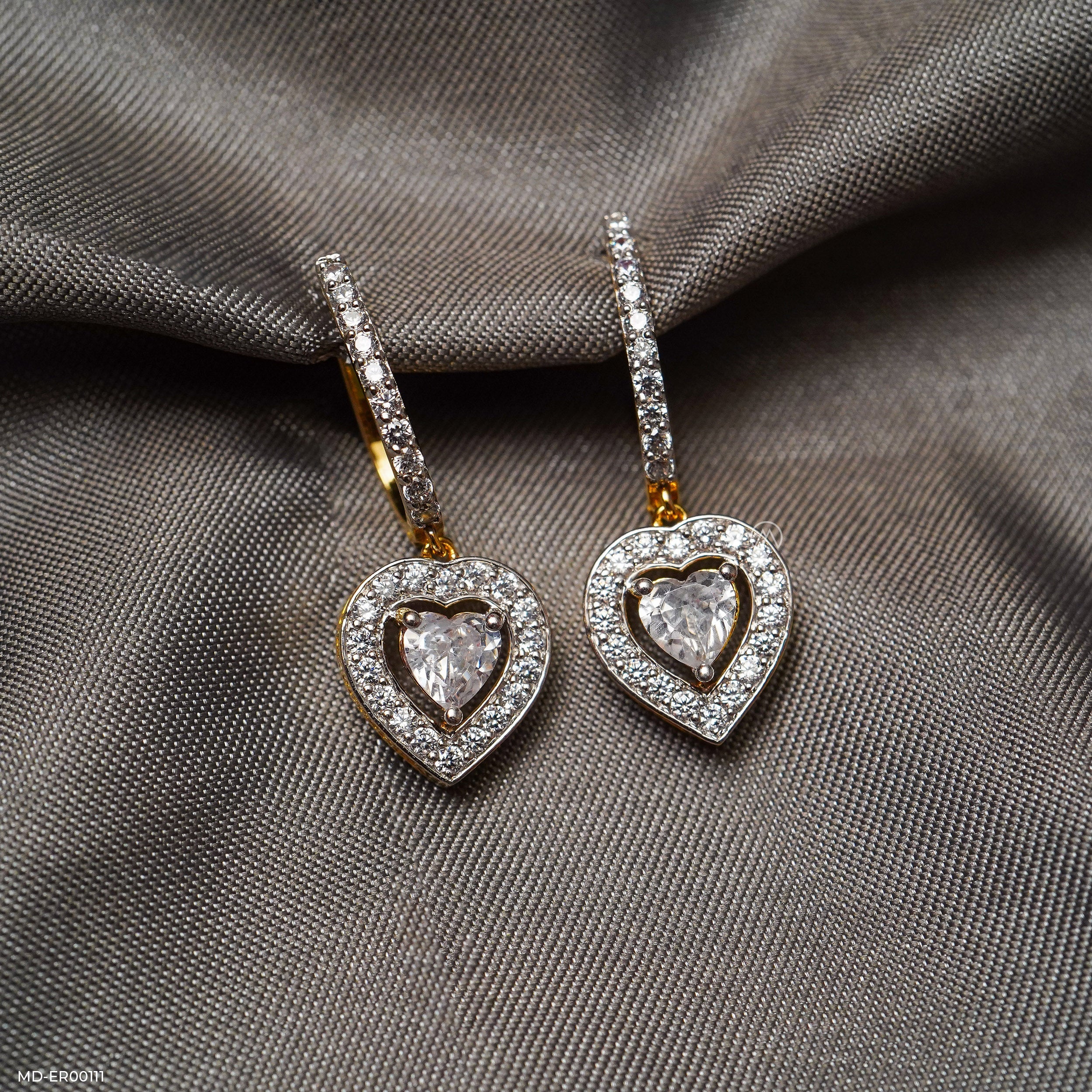 1 Carat Heart Solitaire Halo Hoops 14K Rose Gold