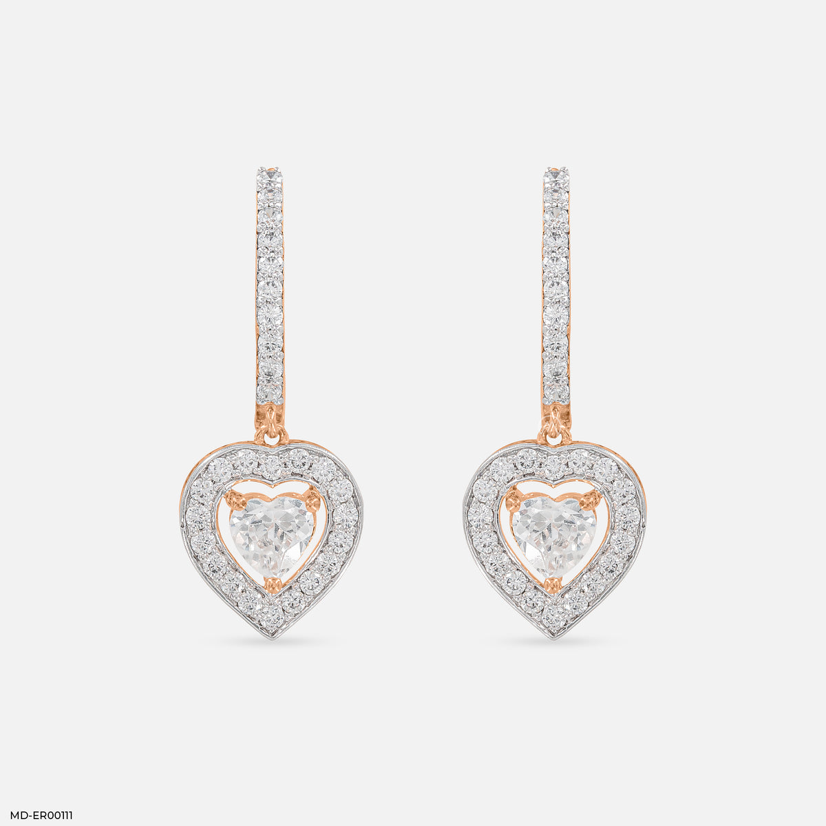 1 Carat Heart Solitaire Halo Hoops