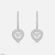 1 Carat Heart Solitaire Halo Hoops Platinum 950