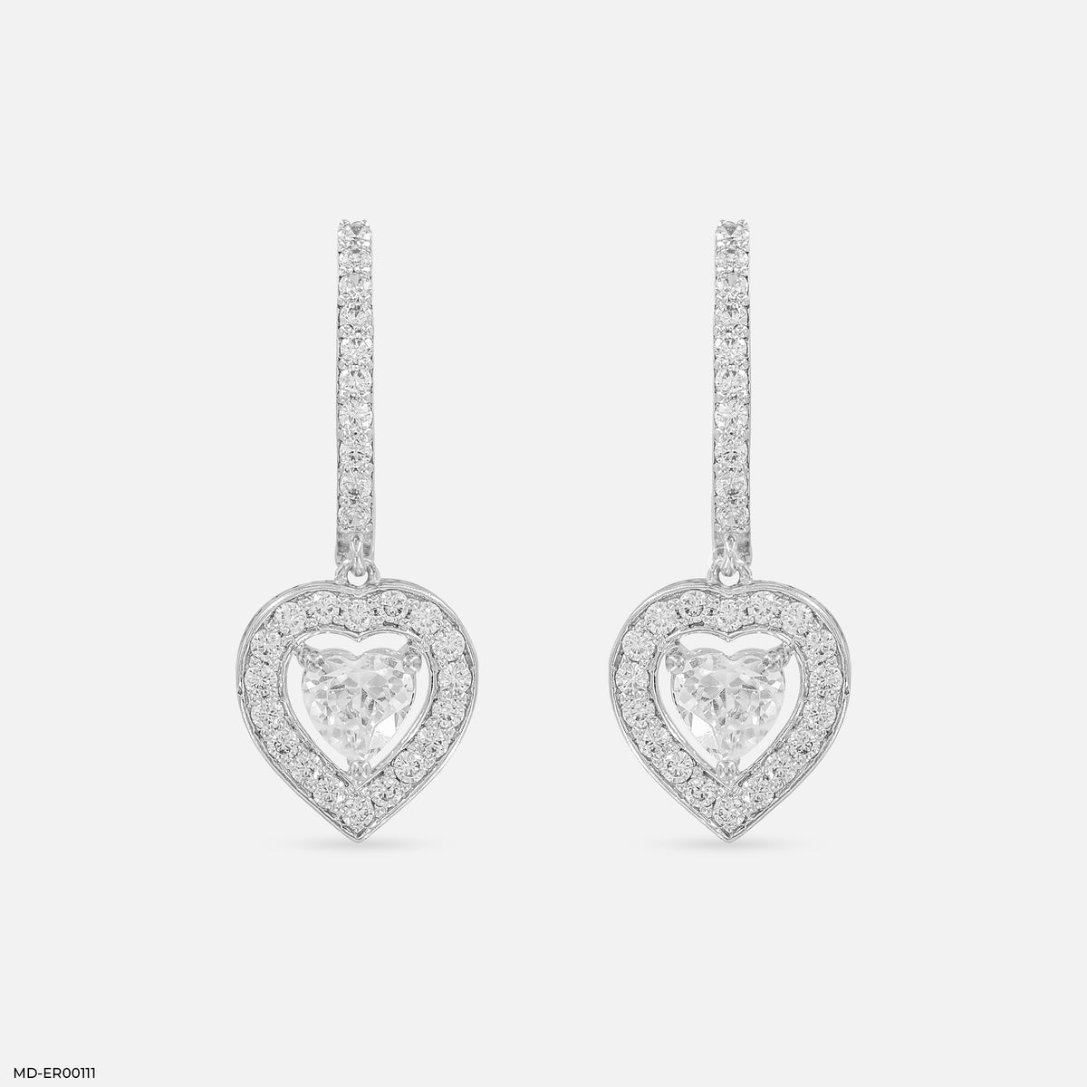 1 Carat Heart Solitaire Halo Hoops