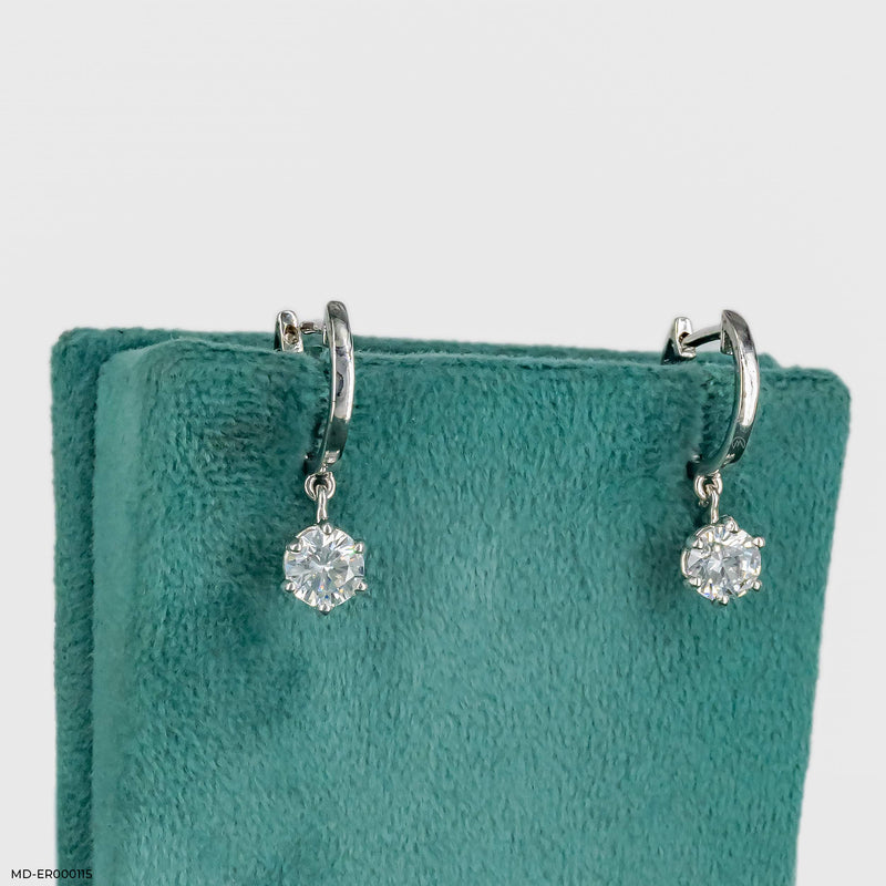 The Solitaire Drop Hoops 18K Rose Gold