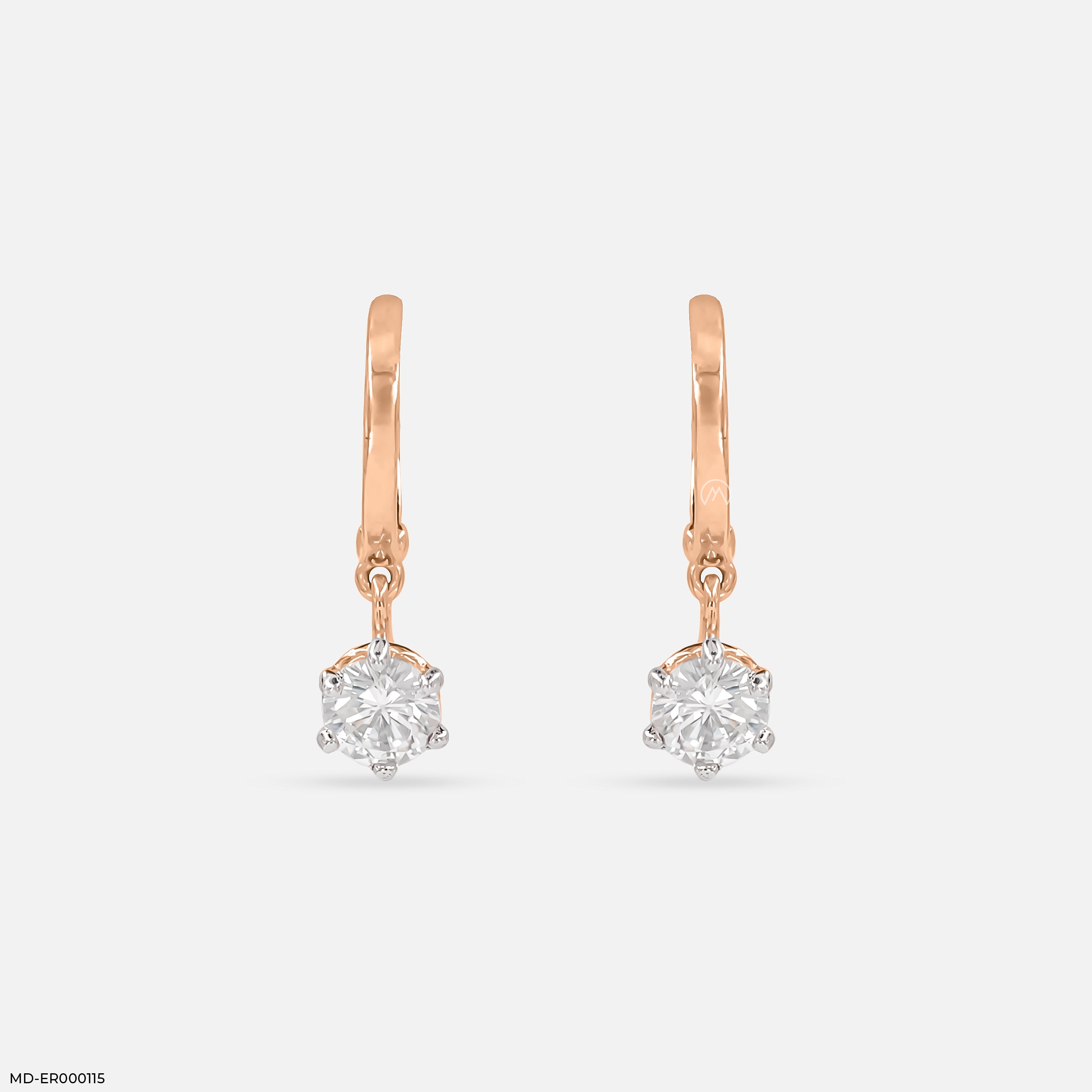 The Solitaire Drop Hoops 14K Rose Gold
