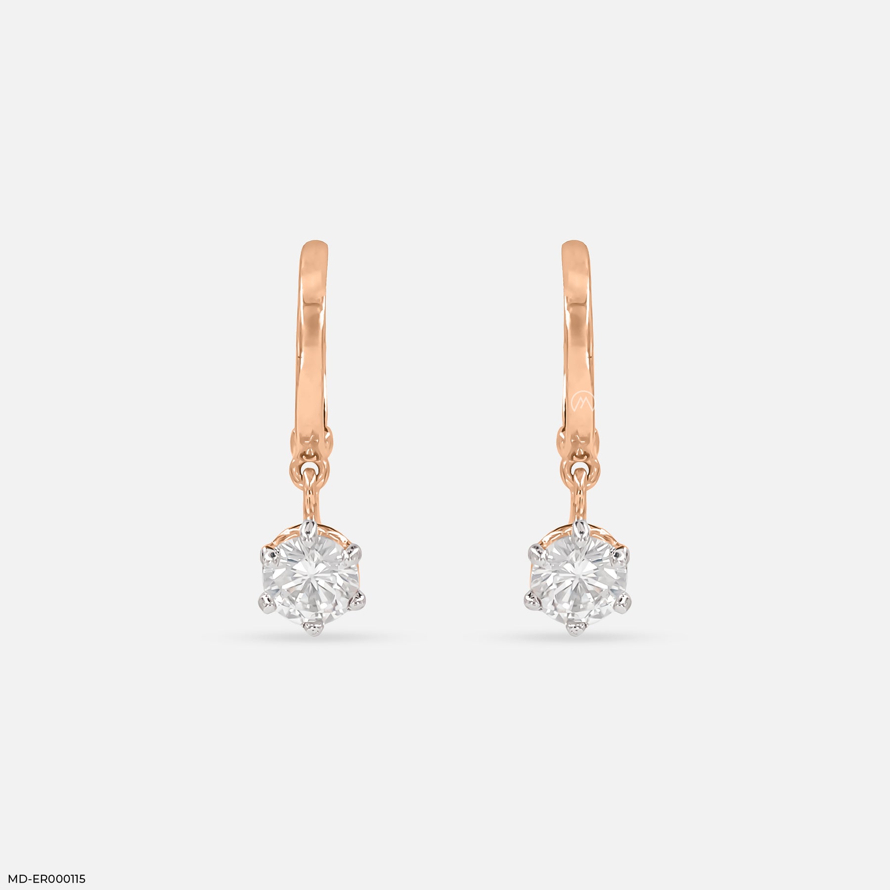 The Solitaire Drop Hoops 14K White Gold