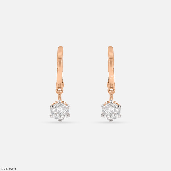 The Solitaire Drop Hoops 14K Rose Gold