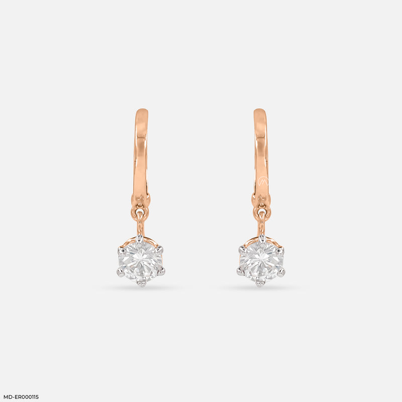 The Solitaire Drop Hoops 18K Rose Gold