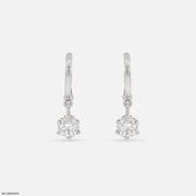The Solitaire Drop Hoops 9K White Gold