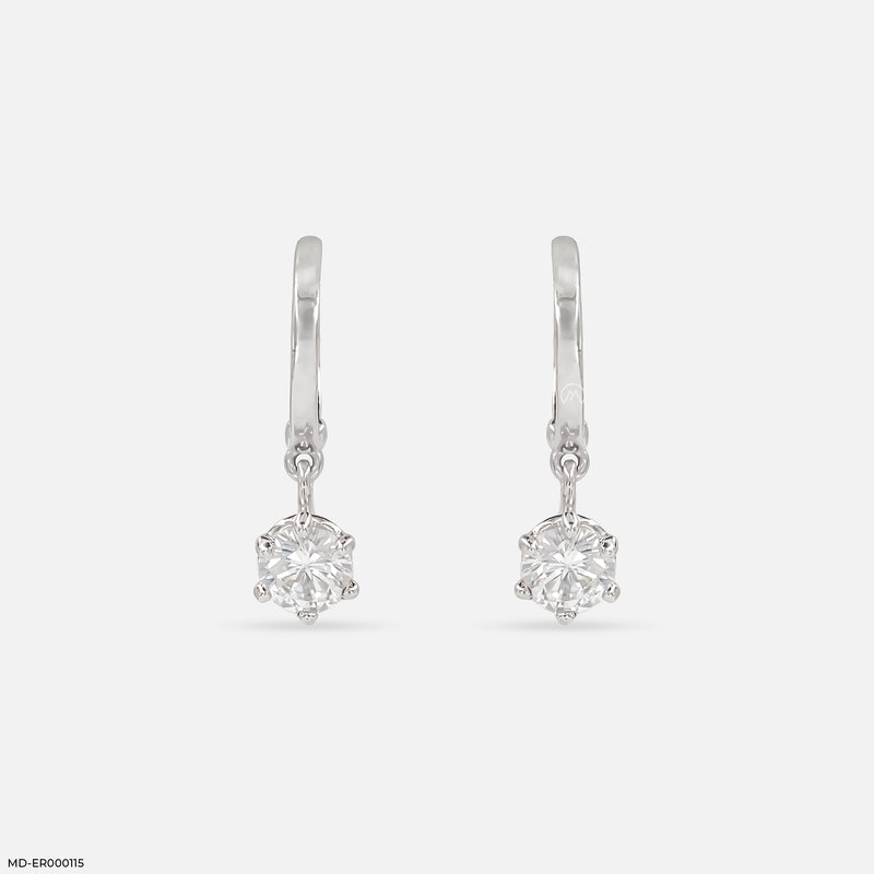 The Solitaire Drop Hoops 18K Rose Gold