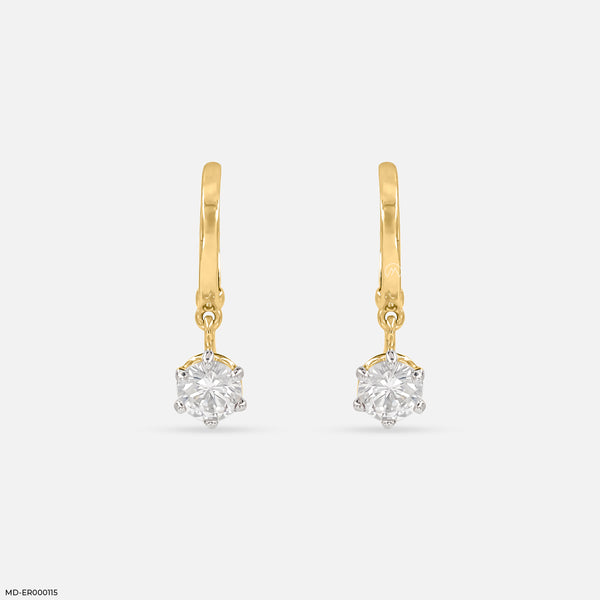 The Solitaire Drop Hoops 18K Yellow Gold
