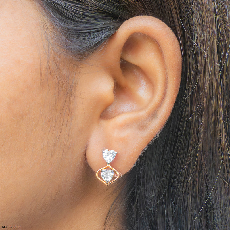 1.1 Carat Twin Hearts Earrings 14K Rose Gold