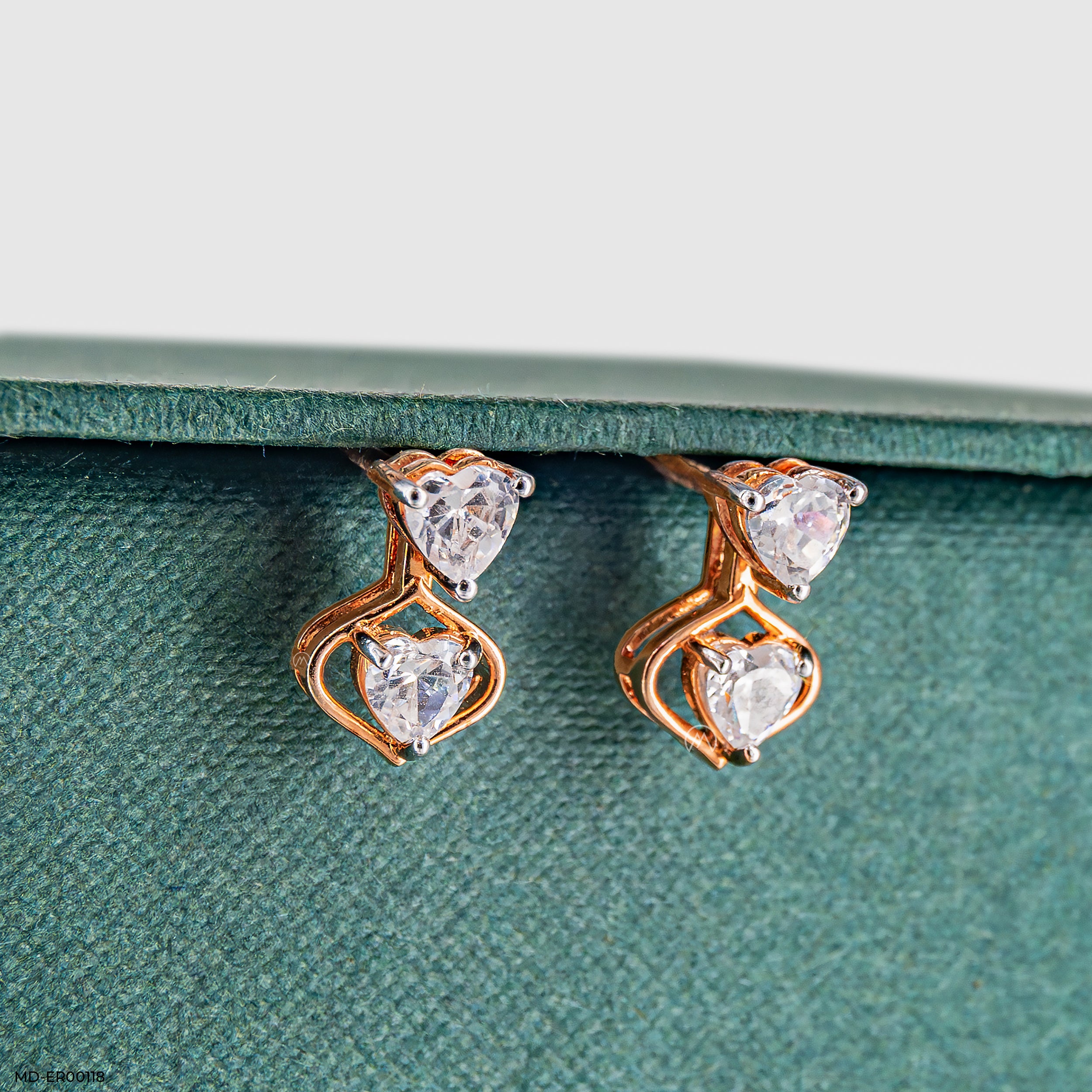 1.1 Carat Twin Hearts Earrings 9K Rose Gold