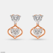 1.1 Carat Twin Hearts Earrings 9K Rose Gold