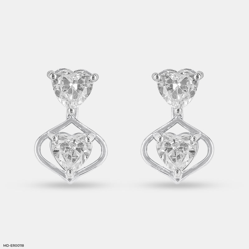 1.1 Carat Twin Hearts Earrings 14K Rose Gold