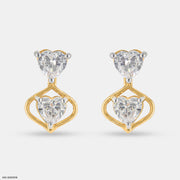 1.1 Carat Twin Hearts Earrings 14K Yellow Gold