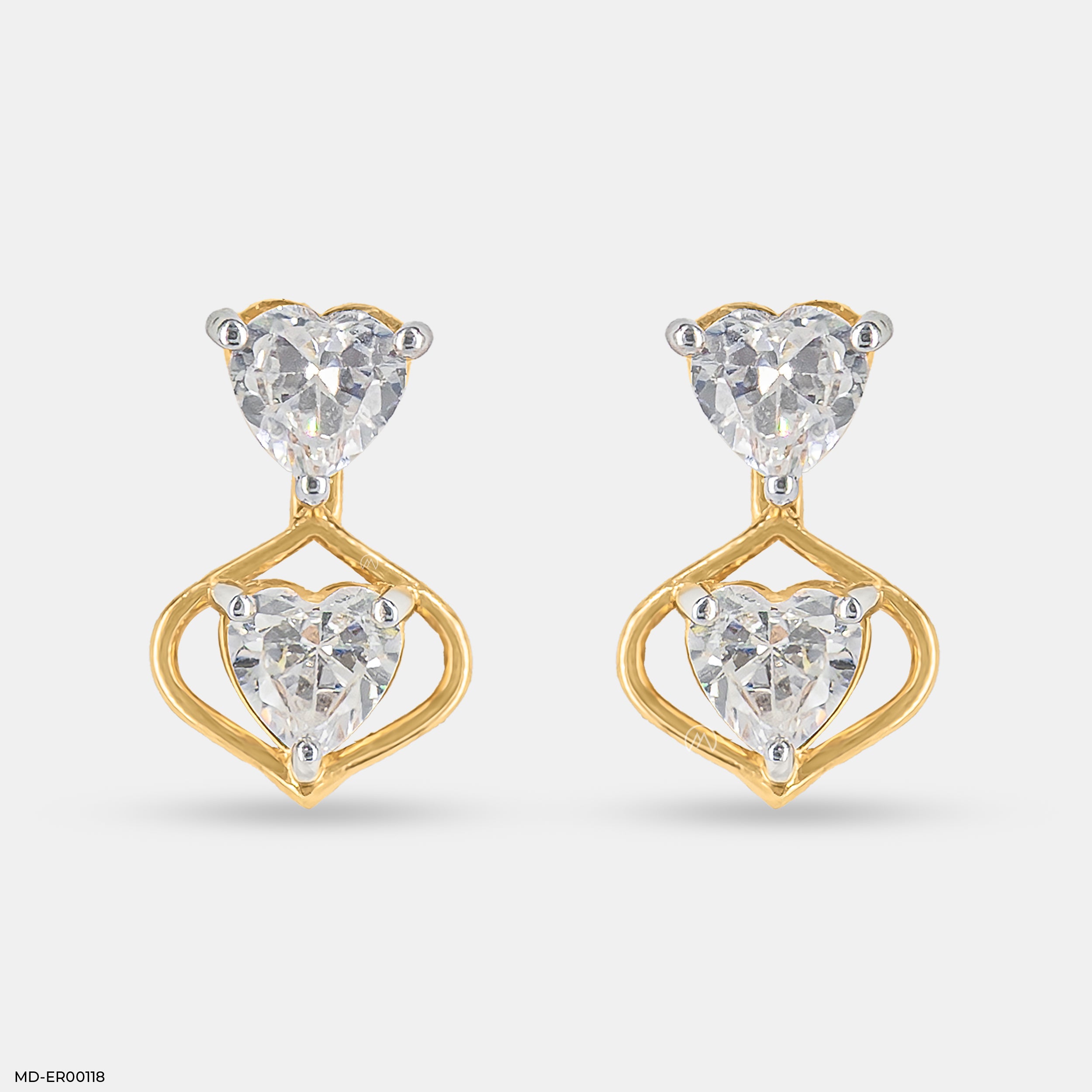 1.1 Carat Twin Hearts Earrings 14K Yellow Gold