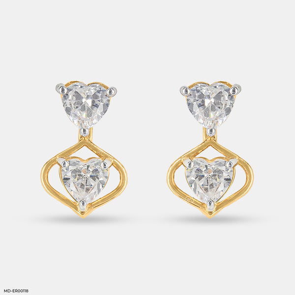 1.1 Carat Twin Hearts Earrings 14K Yellow Gold