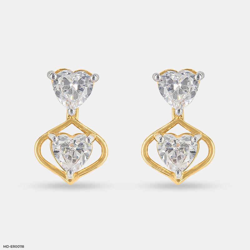 1.1 Carat Twin Hearts Earrings 14K Rose Gold
