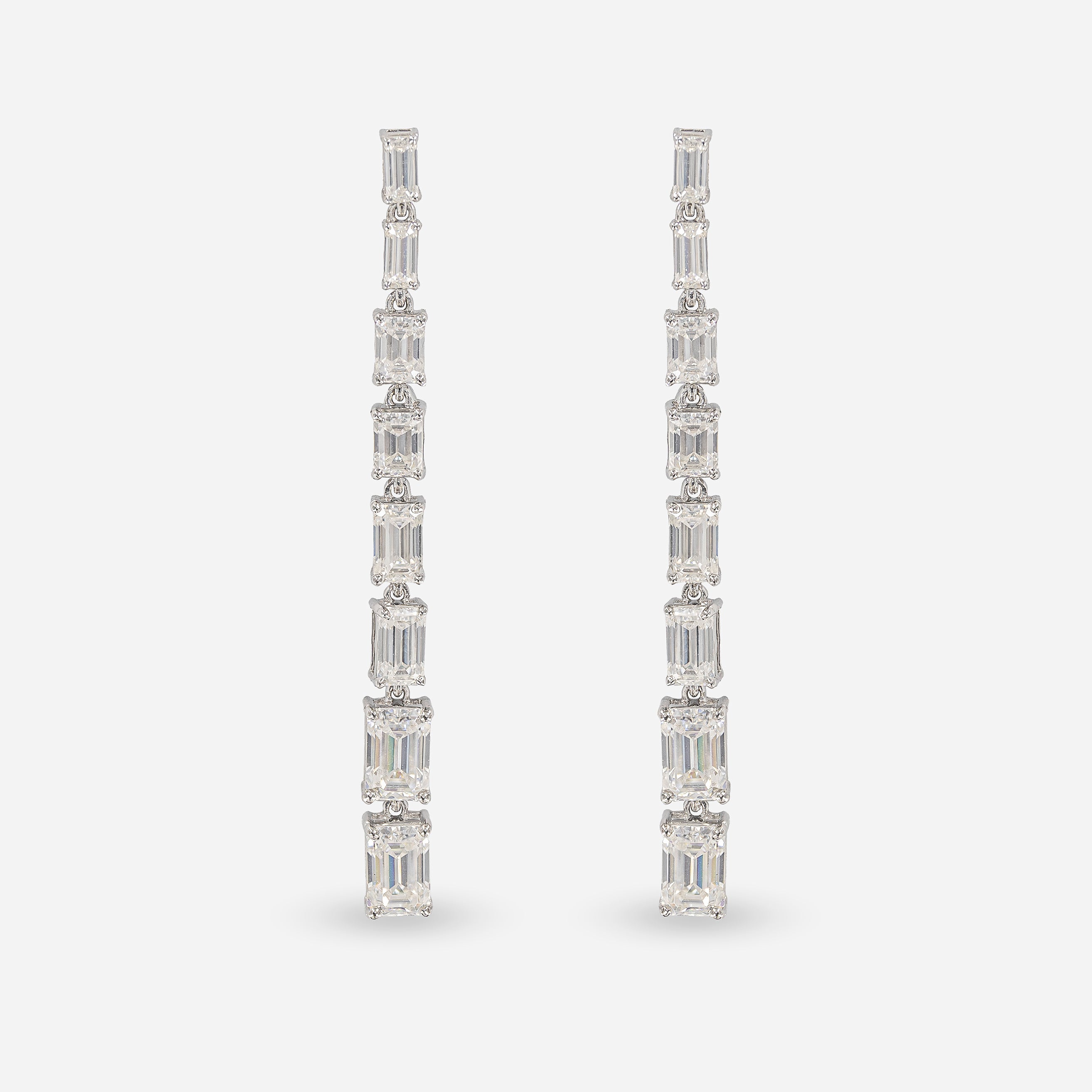 Classic Drizzle Diamond Drop Earrings 9K White Gold