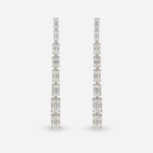 Classic Drizzle Diamond Drop Earrings 14K White Gold