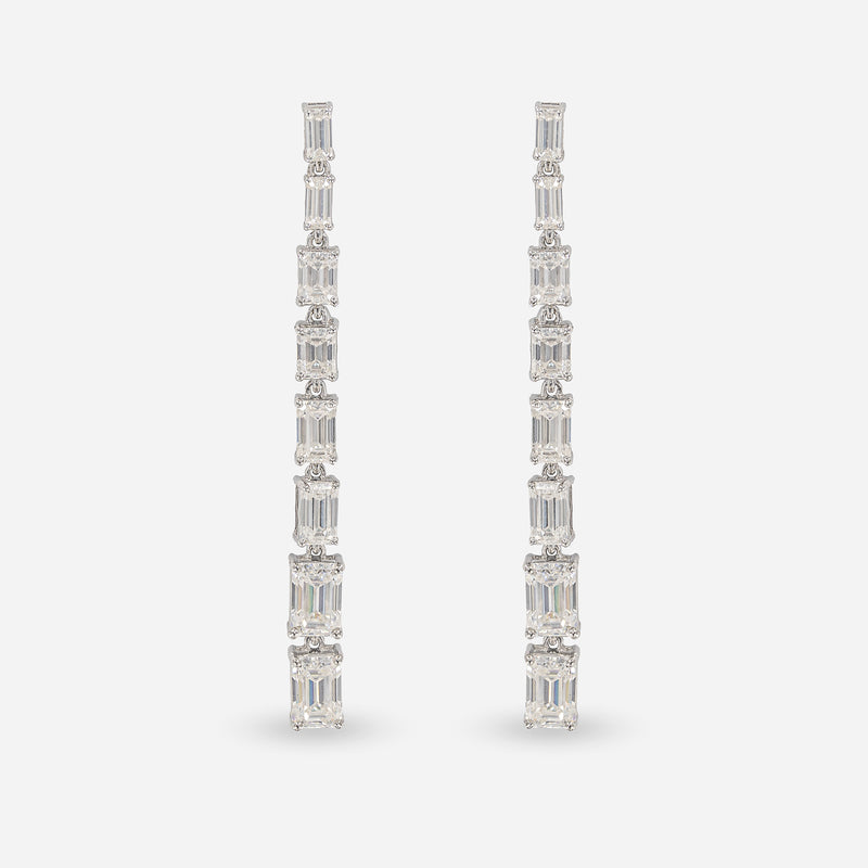 Classic Drizzle Diamond Drop Earrings 14K White Gold