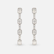 Glimmering Long Earrings 14K White Gold