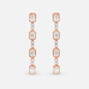 Glimmering Long Earrings 9K Rose Gold