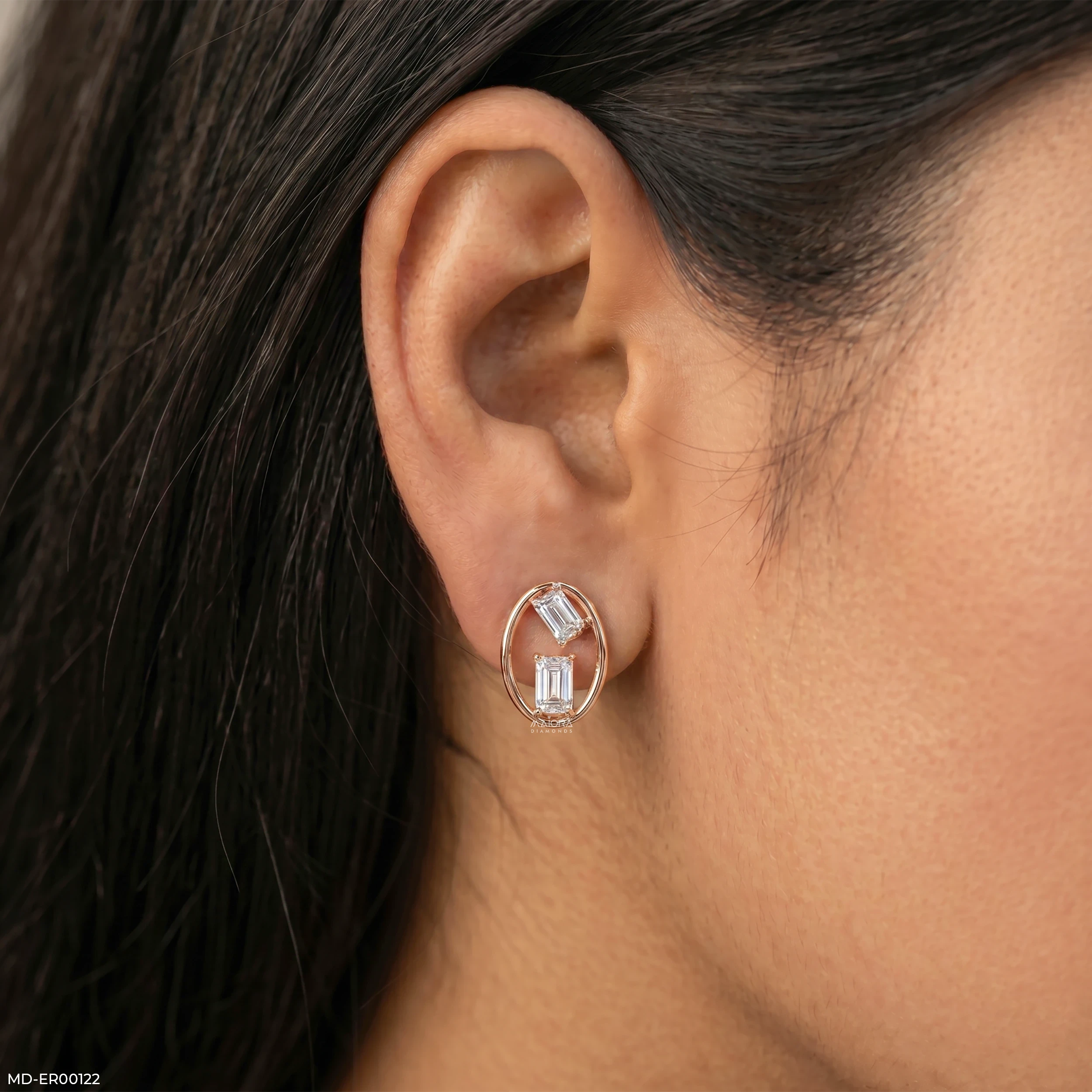 Motile Detachable Diamond Studs 9K Rose Gold