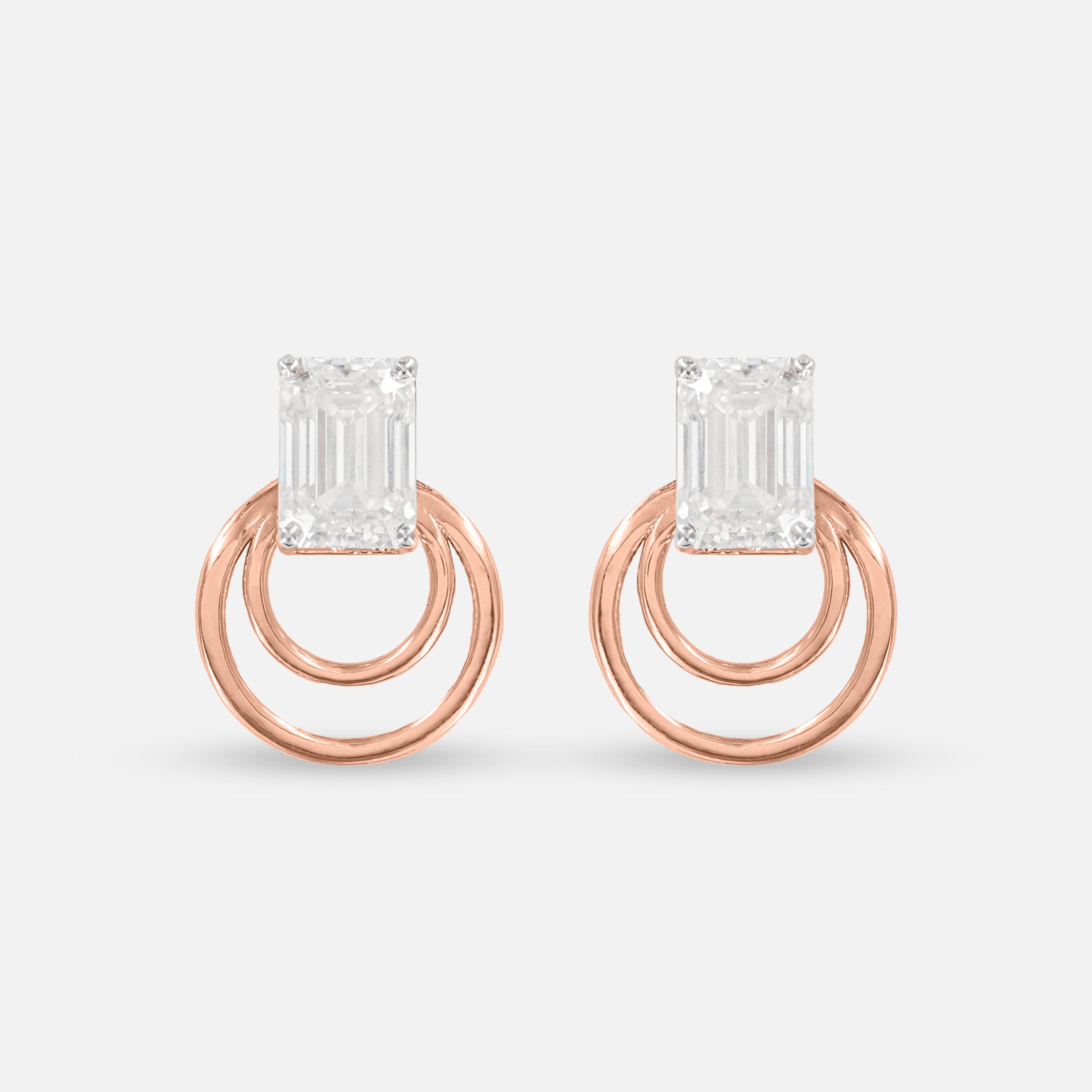 1.5 Carat Baguette Detachable Earrings 14K Rose Gold