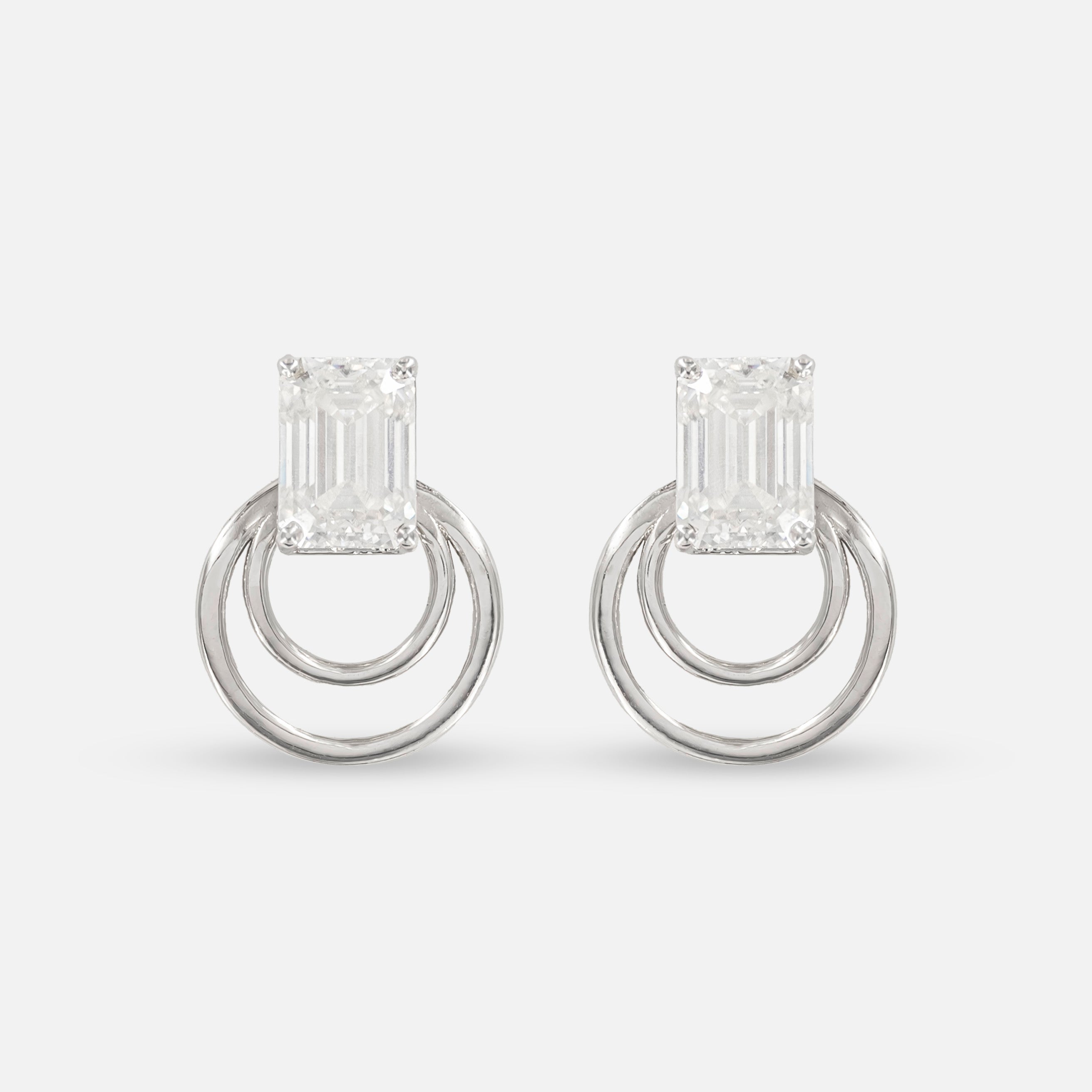 1.5 Carat Baguette Detachable Earrings 14K White Gold