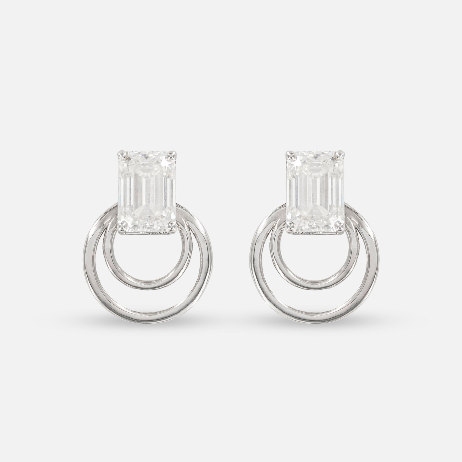 1.5 Carat Baguette Detachable Earrings 14K White Gold