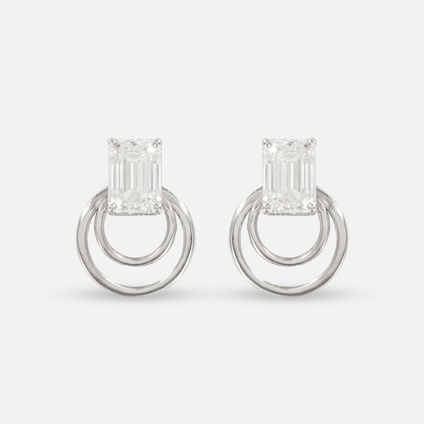 1.5 Carat Baguette Detachable Earrings 18K White Gold