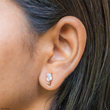 0.8 Carat Emerald Flame Earrings 14K White Gold