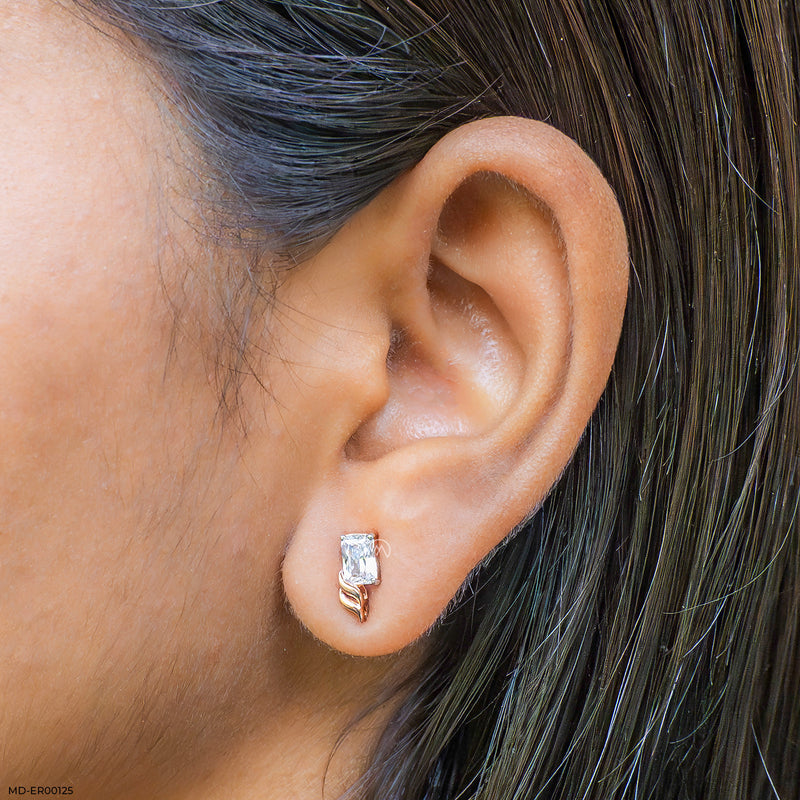 0.8 Carat Emerald Flame Earrings 14K White Gold