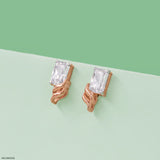 0.8 Carat Emerald Flame Earrings 14K White Gold