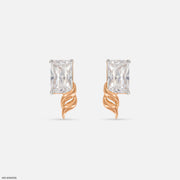 0.8 Carat Emerald Flame Earrings 14K Rose Gold
