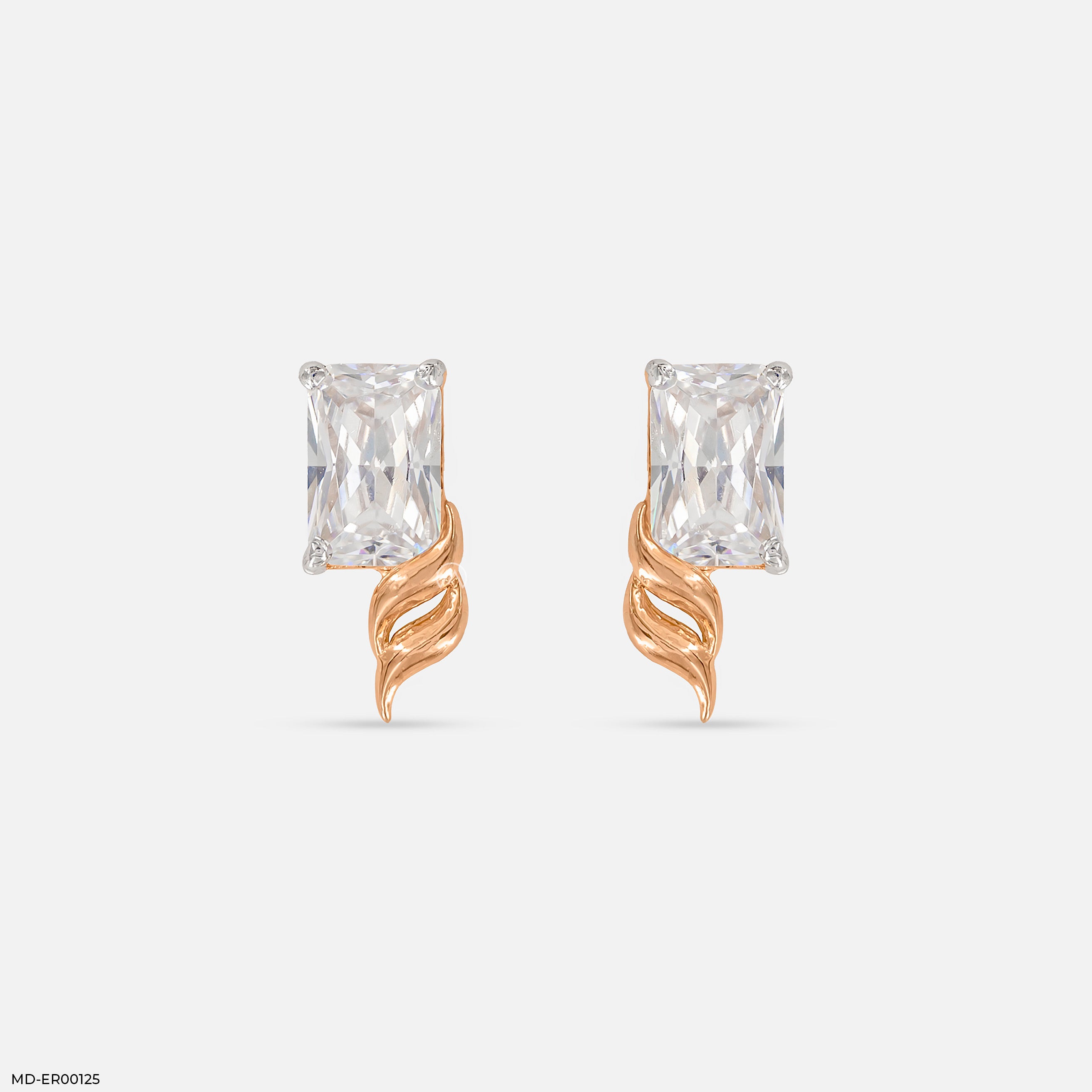 0.8 Carat Emerald Flame Earrings 14K Rose Gold