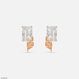 0.8 Carat Emerald Flame Earrings 14K White Gold