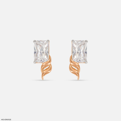 0.8 Carat Emerald Flame Earrings 14K Rose Gold
