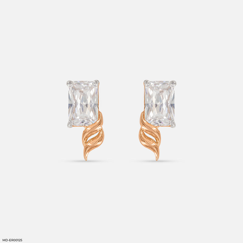 0.8 Carat Emerald Flame Earrings 14K White Gold