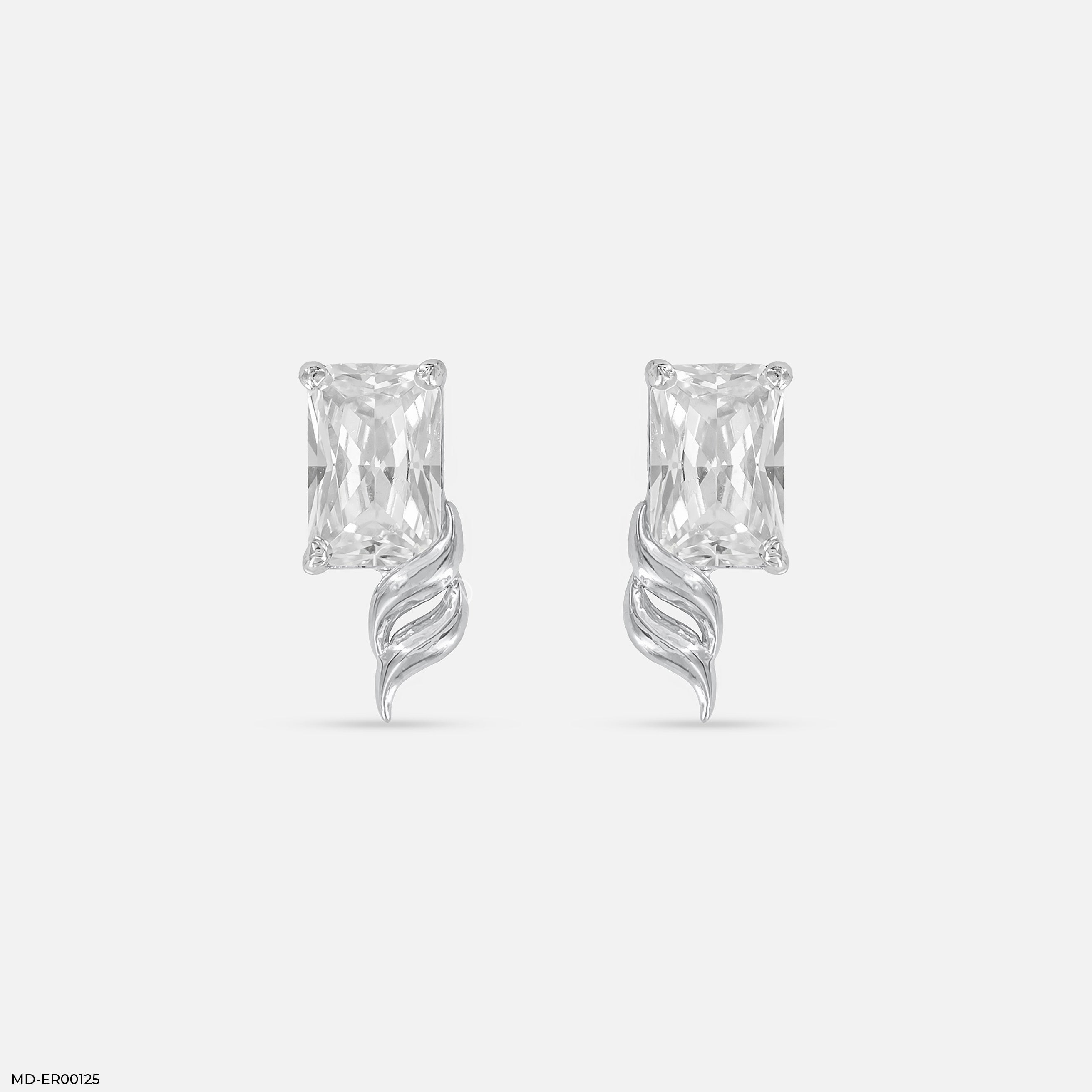 0.8 Carat Emerald Flame Earrings 14K White Gold