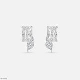 0.8 Carat Emerald Flame Earrings 14K White Gold