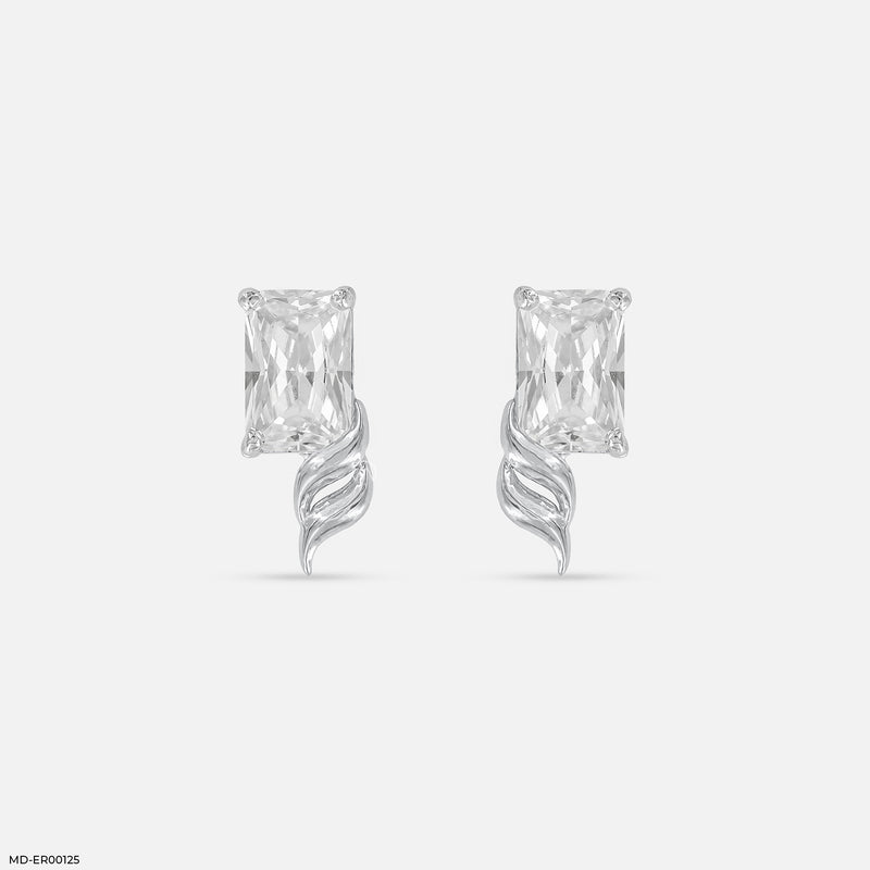 0.8 Carat Emerald Flame Earrings 14K White Gold